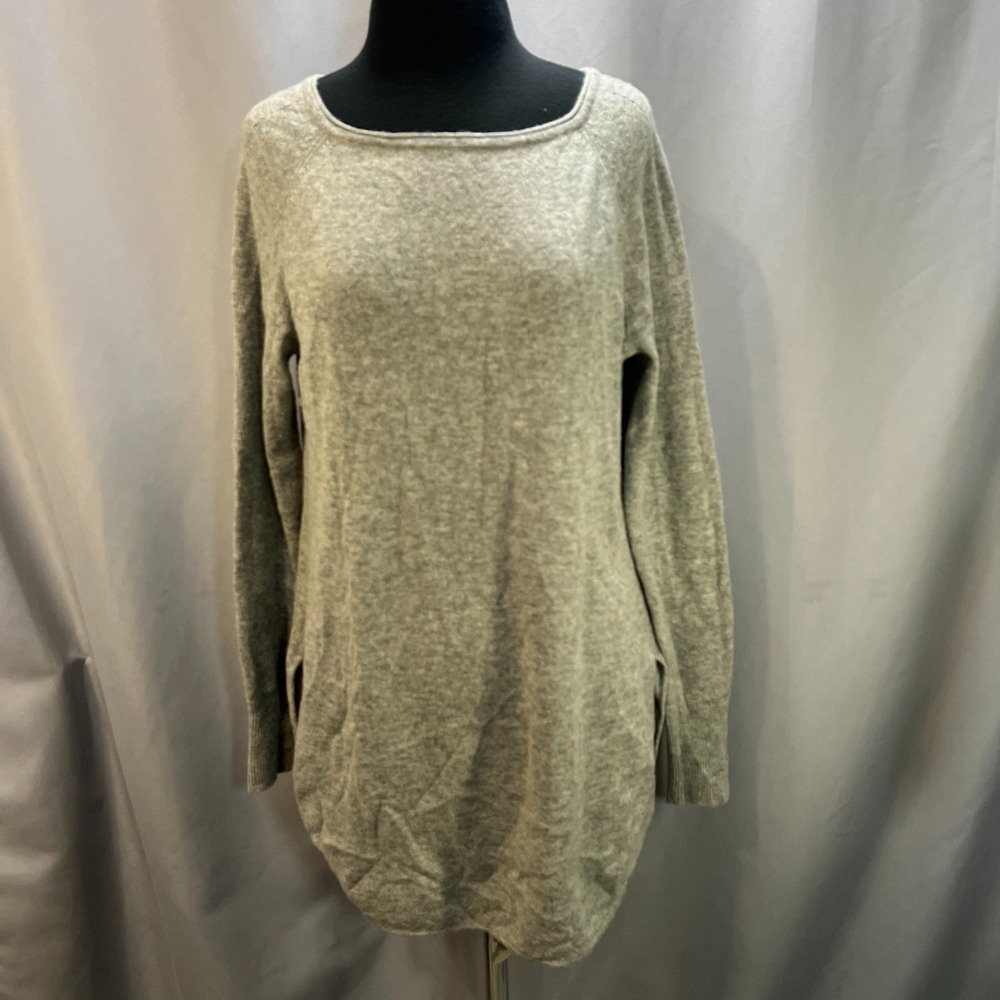 Halogen Cashmere Blend Sweater Women Medium Heather Gray Wool Round Hem Pullover